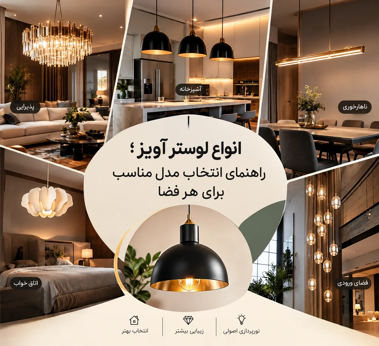 انواع لوستر اویز-قصر لوستر